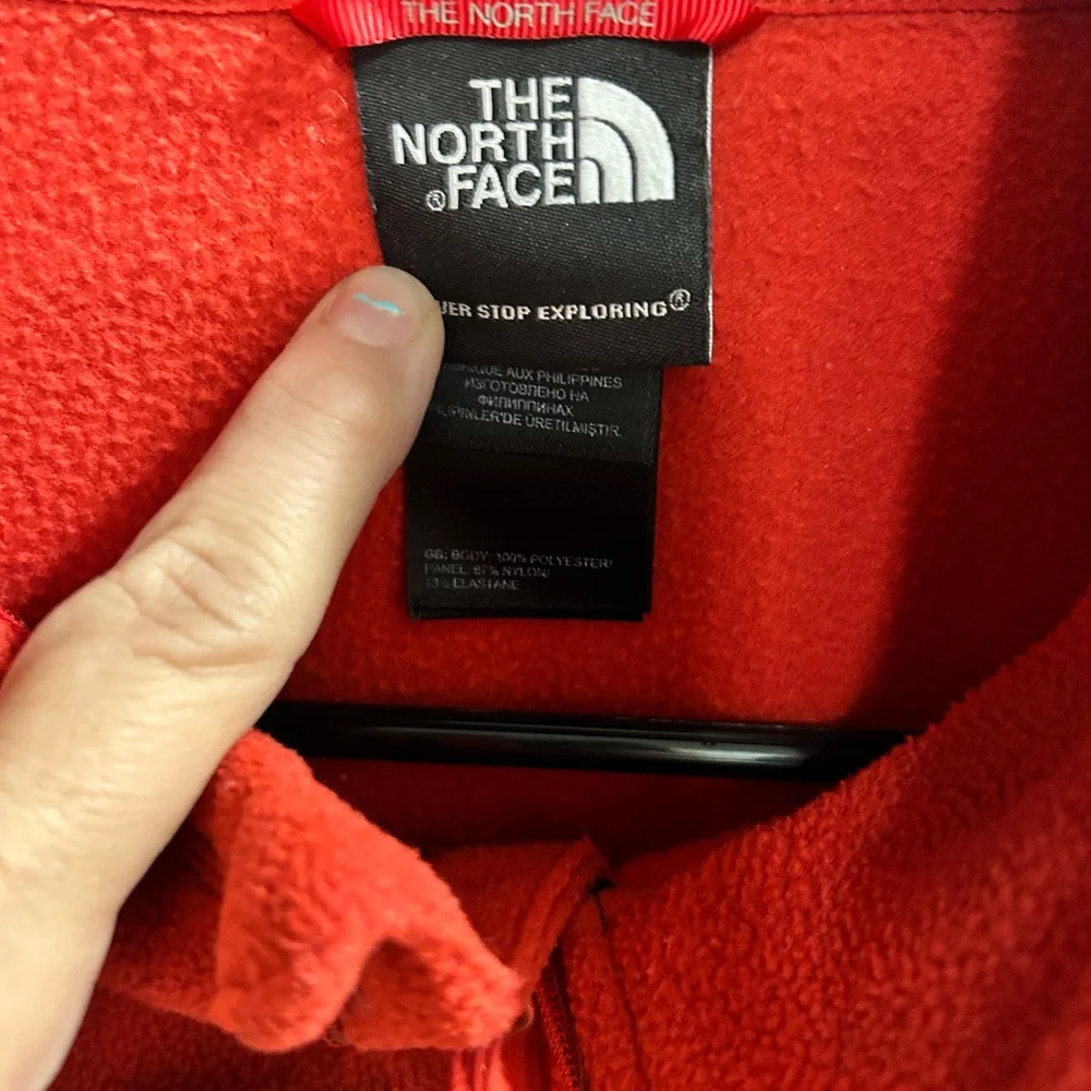 THE NORTH FACE Pullover‎ Fleece Size XL Red with Gray Mens 1/4 Zip
